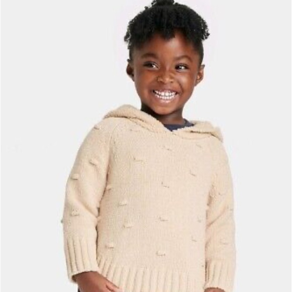 Toddler 4t tan hooded bear pullover sweater/ new w/o tags